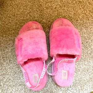UGG pink disco fur slide